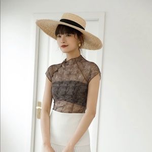 clons.co mesh top - mandarin collar